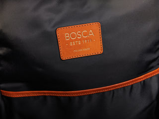 BOSCA Italian Made leather label on bag