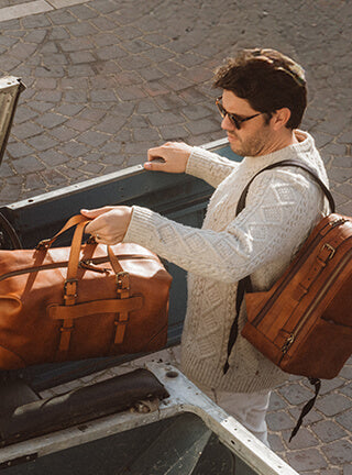 Leather duffel bag And Backpack